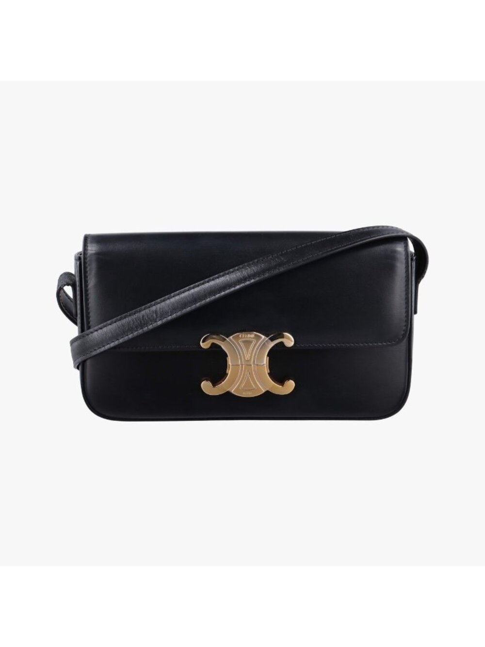 Celine Claude Triomphe Black Leather